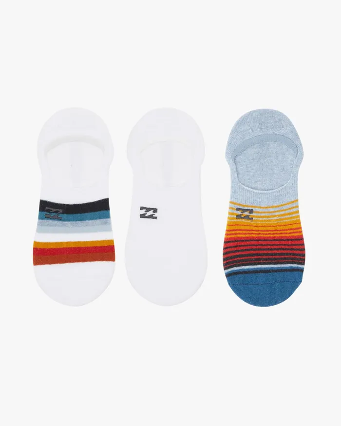 Billabong 3 Pack Faded Stripe NoShow Socks White Men Socks Billabong 3 Pack Faded Stripe NoShow Socks White Men Socks