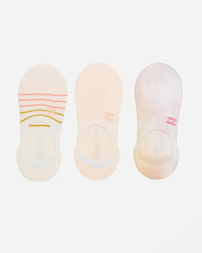 Billabong 3Pack Safari Nights TieDyed No Show Socks Pink Women Socks