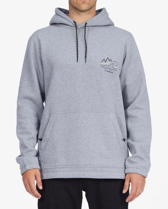 Billabong ADiv Compass Pullover Hoodie Light Grey Heather Men Hoodies and Fleece