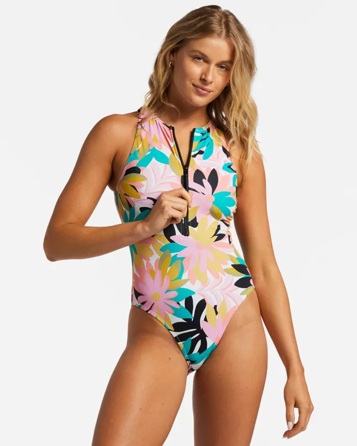 Billabong ADiv High Neck One Piece Swimsuit Black Multi 3 Women Solid Swimwear Billabong ADiv High Neck One Piece Swimsuit Black Multi 3 Women Solid Swimwear