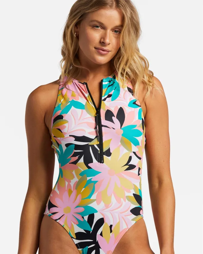 Billabong ADiv High Neck One Piece Swimsuit Black Multi 3 Women Solid Swimwear Billabong ADiv High Neck One Piece Swimsuit Black Multi 3 Women Solid Swimwear