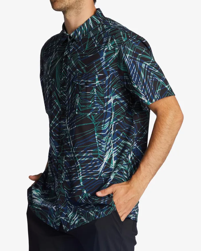 Billabong ADiv Surftrek Perf Short Sleeve Shirt Space Blue Men Shirts Billabong ADiv Surftrek Perf Short Sleeve Shirt Space Blue Men Shirts