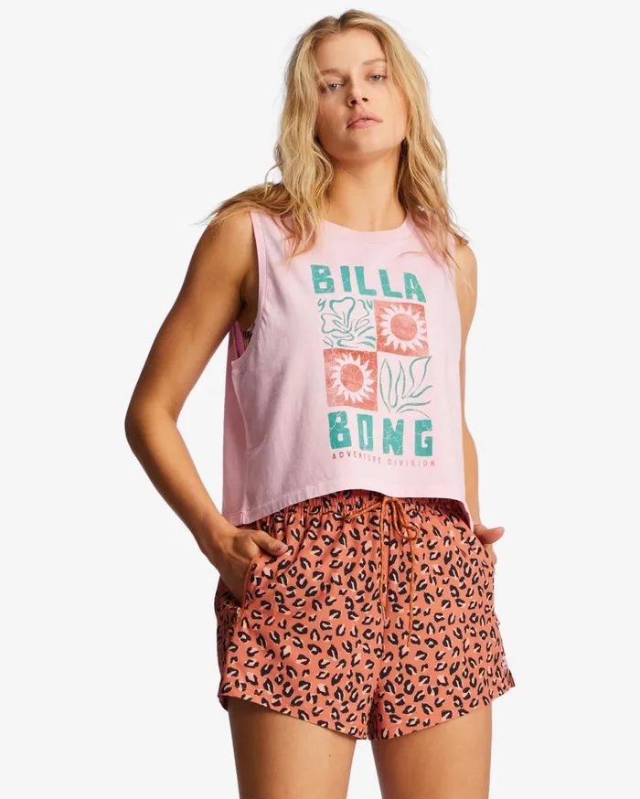 Billabong ADiv Tank Top Pink Trails Women Graphic Tees and Tanks