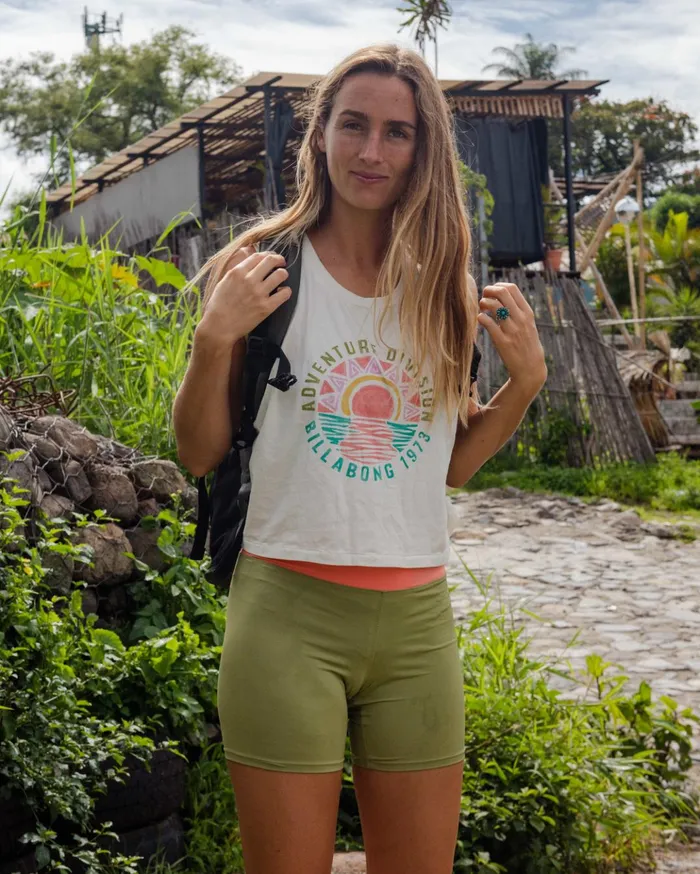 Billabong ADiv Tank Top Salt Crystal Women Graphic Tees and Tanks