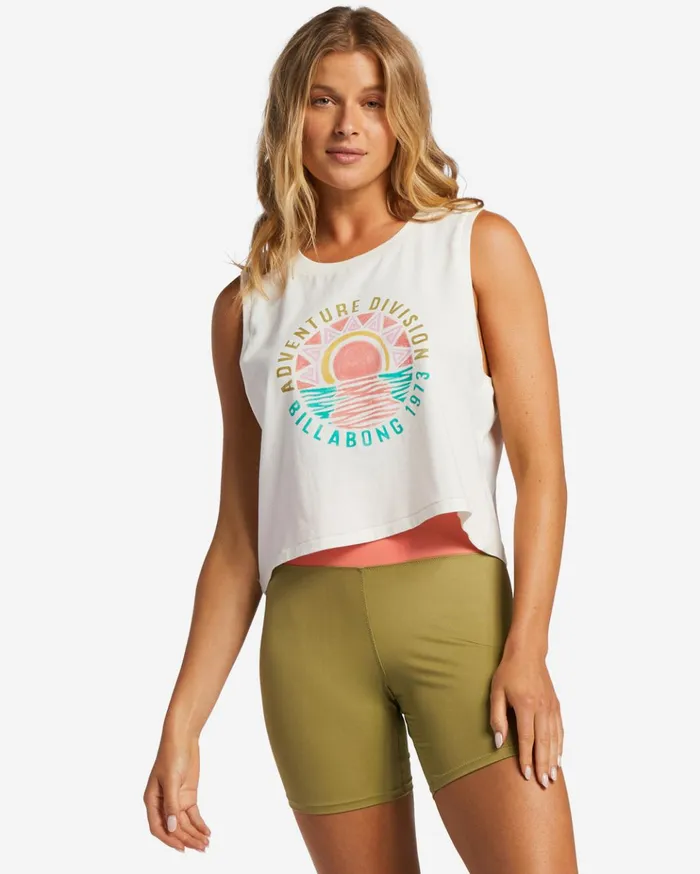 Billabong ADiv Tank Top Salt Crystal Women Graphic Tees and Tanks Billabong ADiv Tank Top Salt Crystal Women Graphic Tees and Tanks