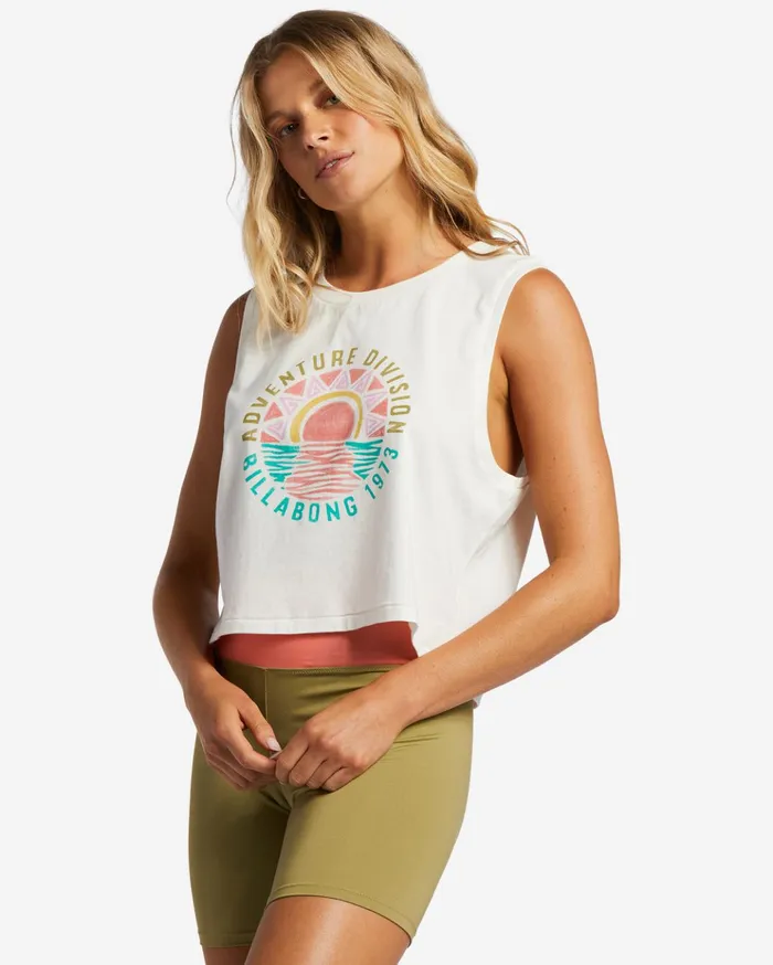 Billabong ADiv Tank Top Salt Crystal Women Graphic Tees and Tanks Billabong ADiv Tank Top Salt Crystal Women Graphic Tees and Tanks