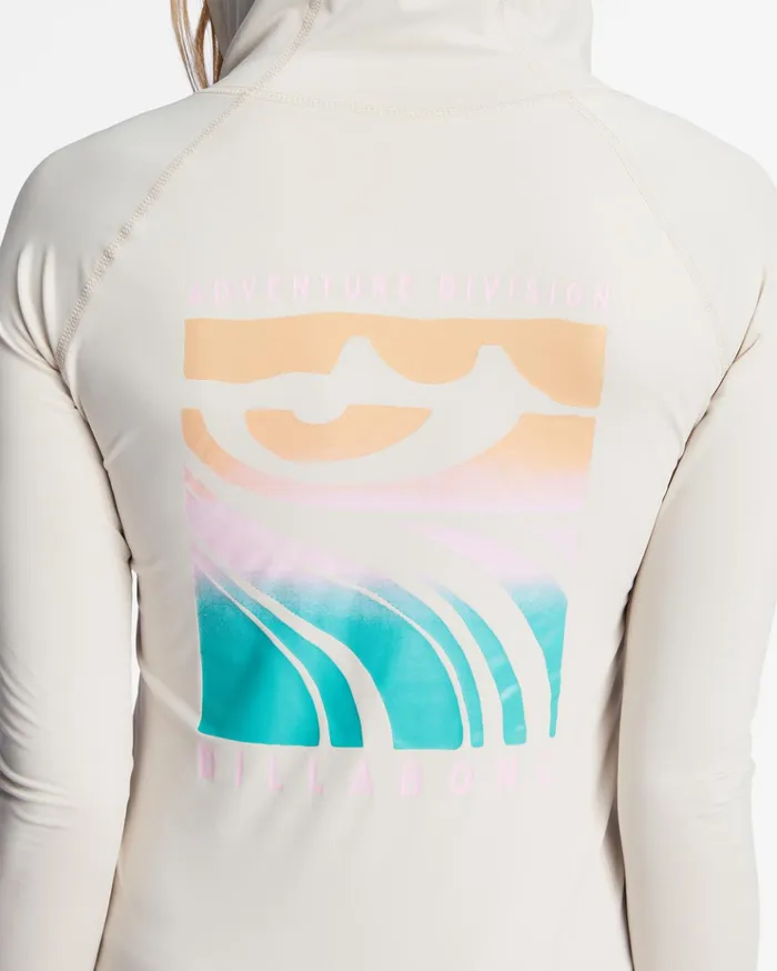 Billabong ADIV UPF 50 Long Sleeve Hooded Rashguard White Cap Women Adventure Division Swim Billabong ADIV UPF 50 Long Sleeve Hooded Rashguard White Cap Women Adventure Division Swim