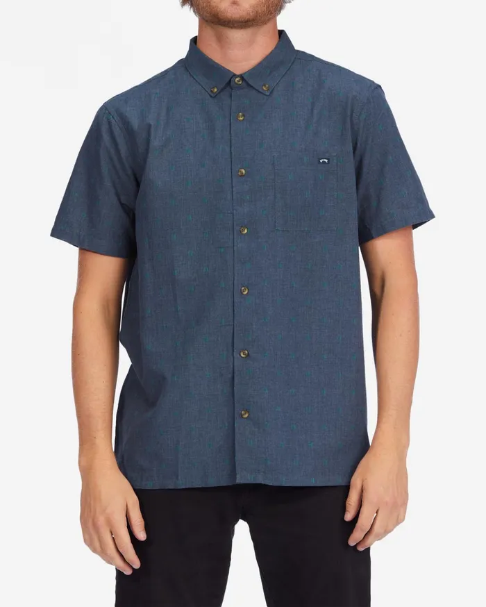 Billabong All Day Jacquard Organic Short Sleeve Shirt Navy Heather Men Shirts