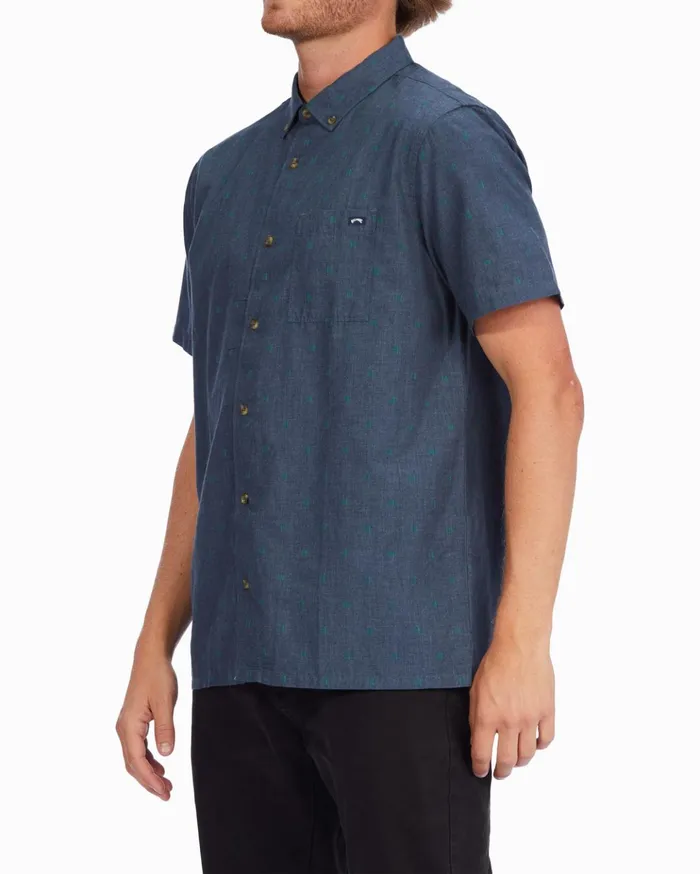 Billabong All Day Jacquard Organic Short Sleeve Shirt Navy Heather Men Shirts Billabong All Day Jacquard Organic Short Sleeve Shirt Navy Heather Men Shirts