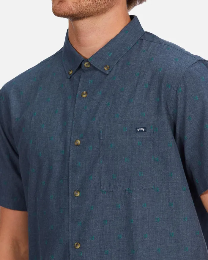 Billabong All Day Jacquard Organic Short Sleeve Shirt Navy Heather Men Shirts Billabong All Day Jacquard Organic Short Sleeve Shirt Navy Heather Men Shirts