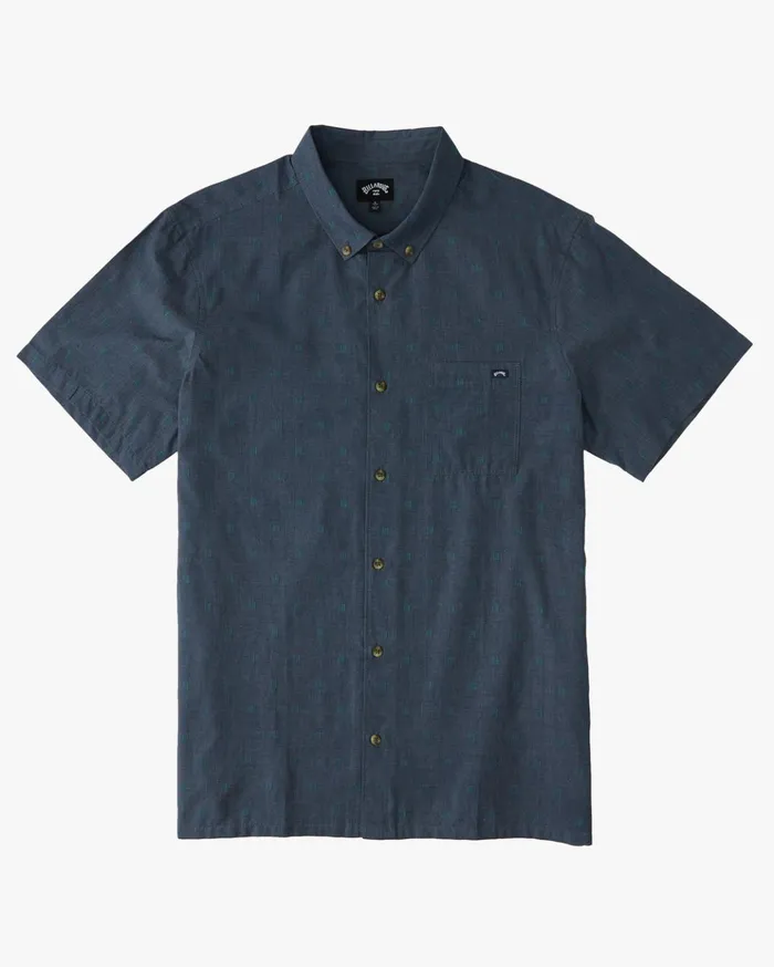 Billabong All Day Jacquard Organic Short Sleeve Shirt Navy Heather Men Shirts Billabong All Day Jacquard Organic Short Sleeve Shirt Navy Heather Men Shirts