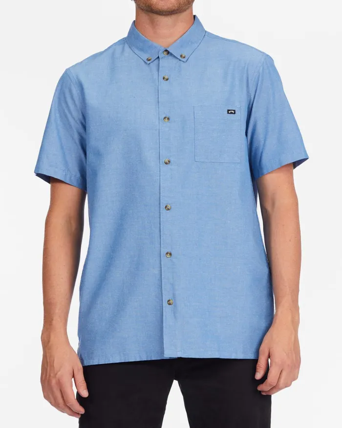 Billabong All Day Organic Short Sleeve Shirt Rinse Blue Men Shirts