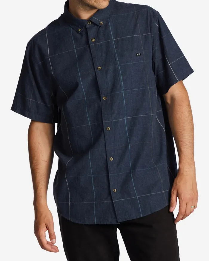 Billabong All Day Plaid Short Sleeve Shirt Navy Men Shirts