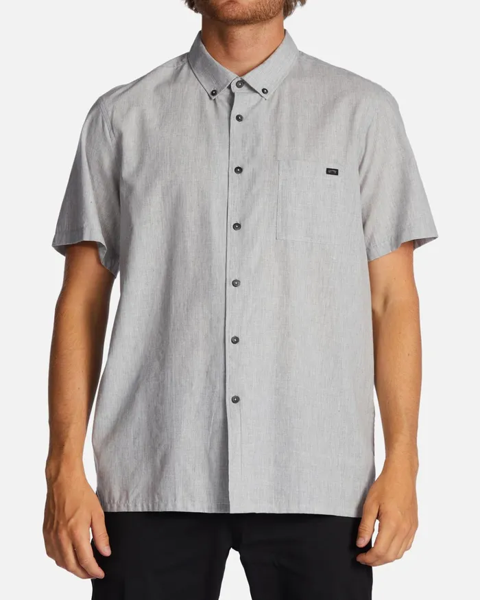 Billabong All Day Short Sleeve Shirt Light Grey Heather Men Shirts