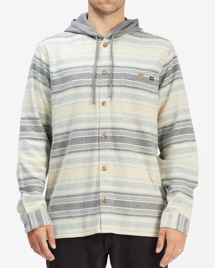 Billabong Baja Hooded Organic Flannel Shirt Chino Heather Men Shirts