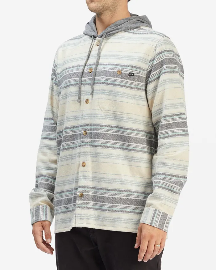 Billabong Baja Hooded Organic Flannel Shirt Chino Heather Men Shirts Billabong Baja Hooded Organic Flannel Shirt Chino Heather Men Shirts