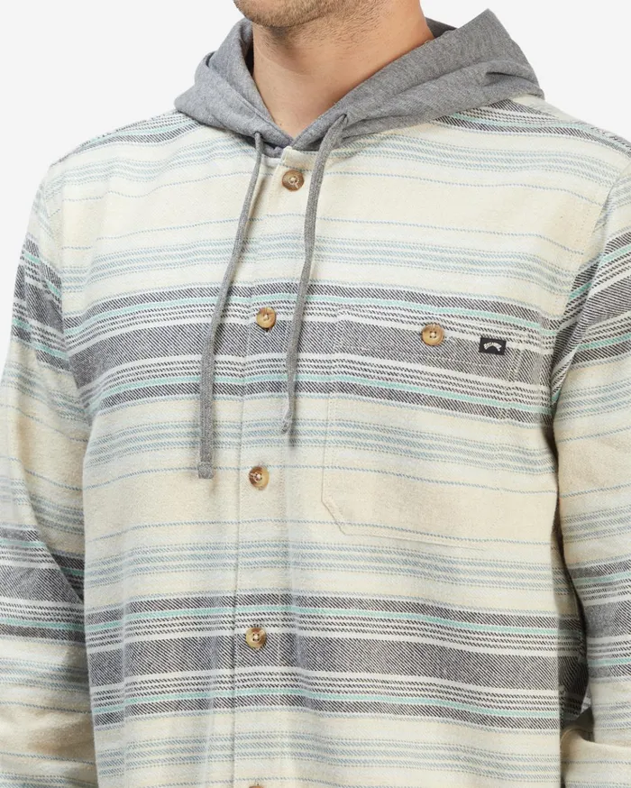 Billabong Baja Hooded Organic Flannel Shirt Chino Heather Men Shirts Billabong Baja Hooded Organic Flannel Shirt Chino Heather Men Shirts