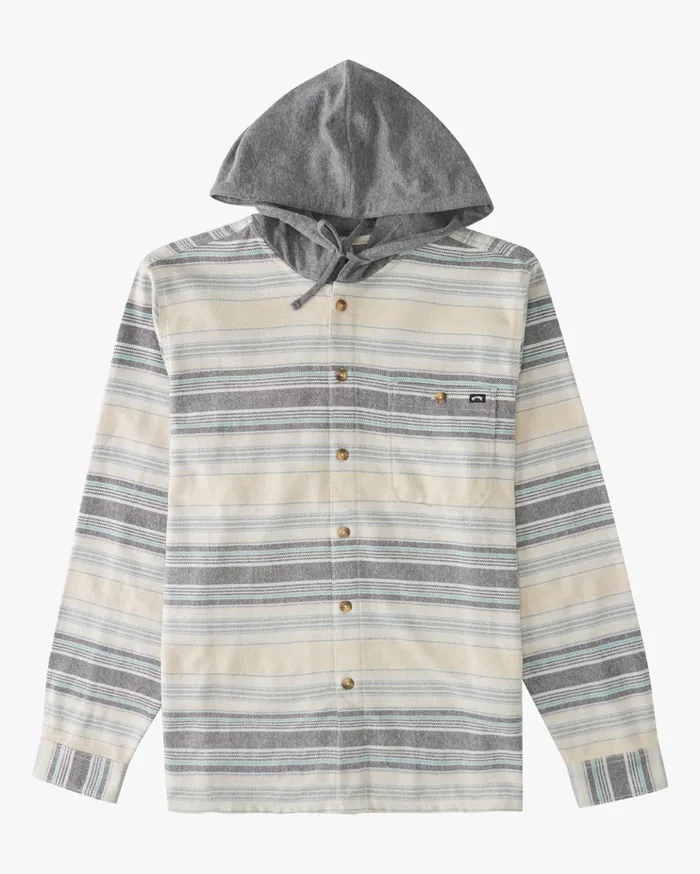 Billabong Baja Hooded Organic Flannel Shirt Chino Heather Men Shirts Billabong Baja Hooded Organic Flannel Shirt Chino Heather Men Shirts