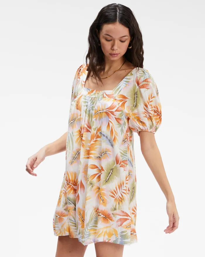 Billabong Bay Side Babydoll Dress WhiteMulti Women Dresses Billabong Bay Side Babydoll Dress WhiteMulti Women Dresses