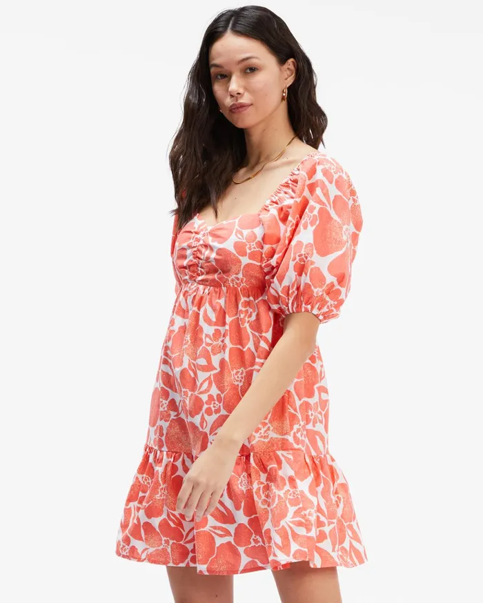 Billabong Be Mine Babydoll Dress Orange Crush Women Dresses