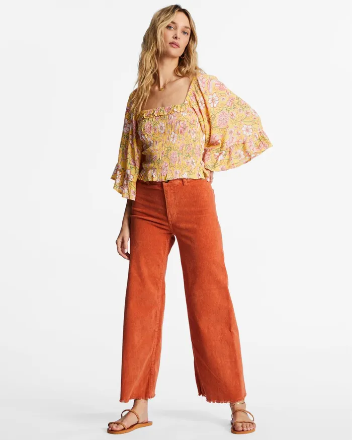 Billabong Be My Babe Bell Sleeve Top Golden Peach Women Tops Billabong Be My Babe Bell Sleeve Top Golden Peach Women Tops