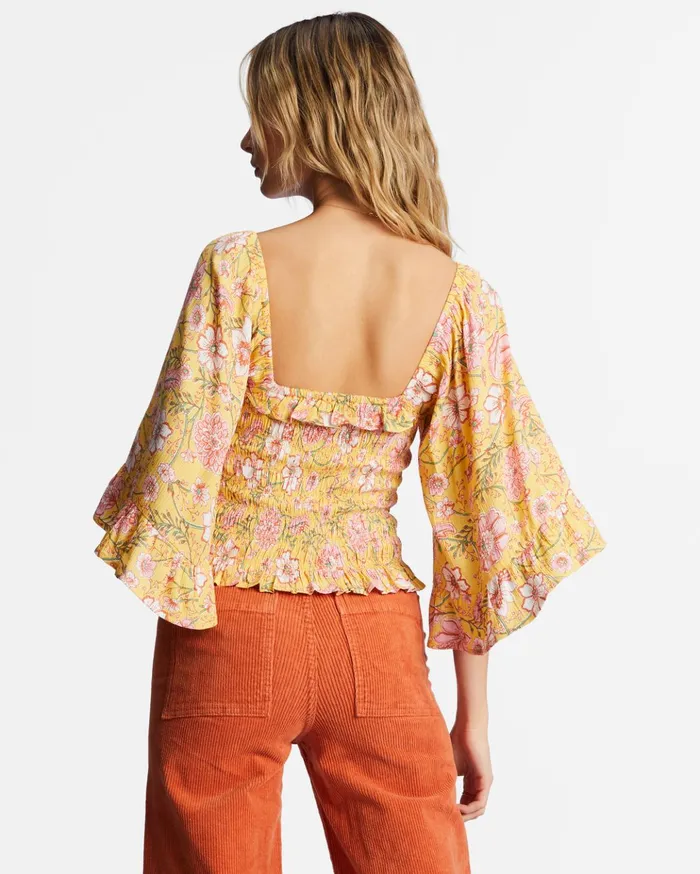 Billabong Be My Babe Bell Sleeve Top Golden Peach Women Tops Billabong Be My Babe Bell Sleeve Top Golden Peach Women Tops