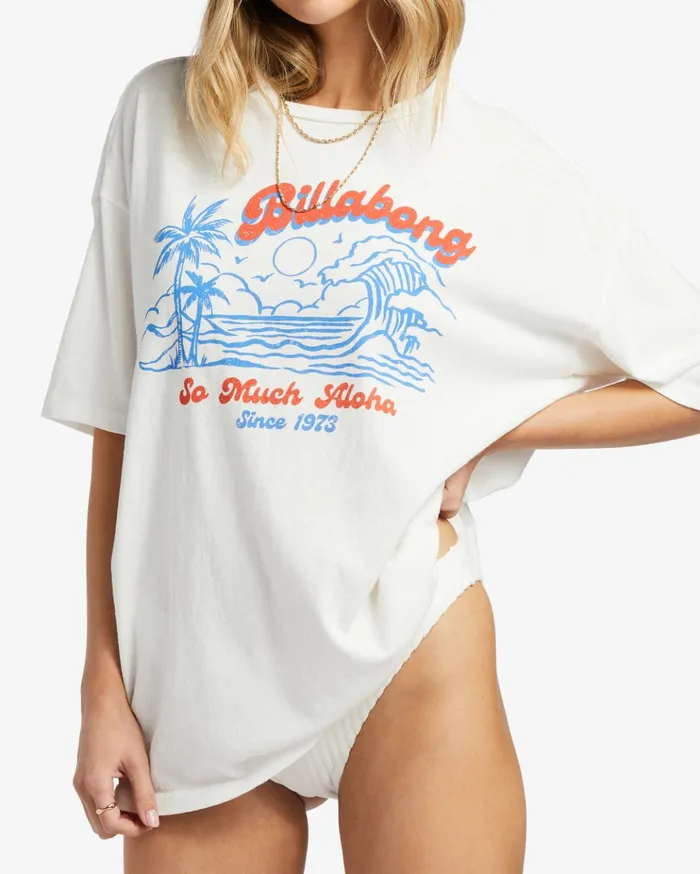 Billabong Beach Club Oversized TShirt Salt Crystal Women Graphic Tees and Tanks Billabong Beach Club Oversized TShirt Salt Crystal Women Graphic Tees and Tanks