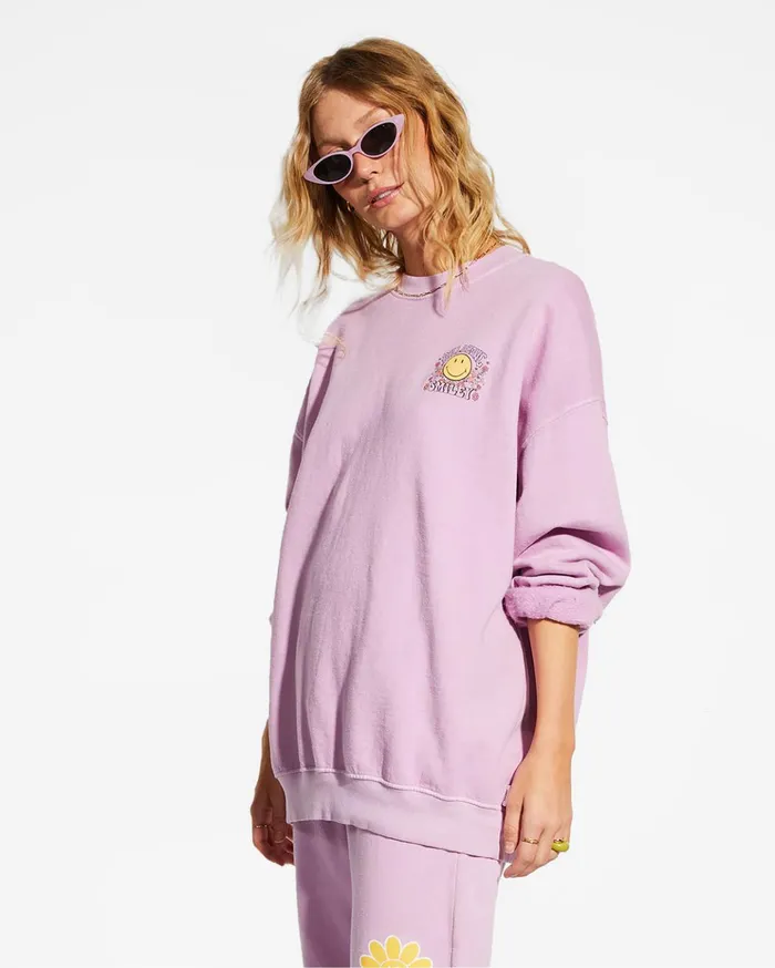Billabong Billabong X Smiley Ridin Happy Sweatshirt Lady Lavender Women Hoodies and Fleece Billabong Billabong X Smiley Ridin Happy Sweatshirt Lady Lavender Women Hoodies and Fleece