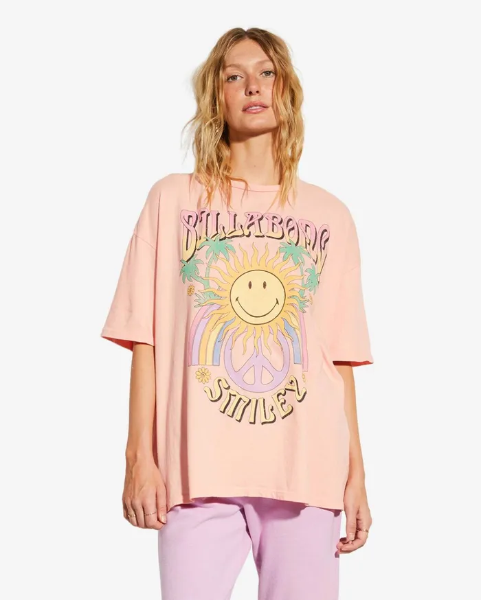 Billabong Billabong X Smiley True Boy Oversized TShirt Peach Kiss Women Tops Billabong Billabong X Smiley True Boy Oversized TShirt Peach Kiss Women Tops