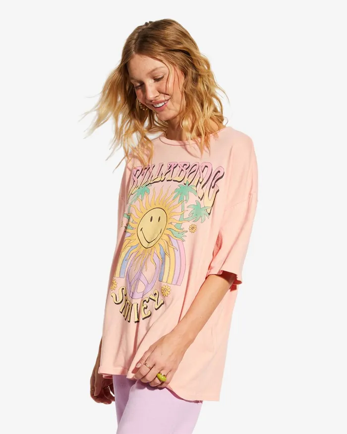 Billabong Billabong X Smiley True Boy Oversized TShirt Peach Kiss Women Tops Billabong Billabong X Smiley True Boy Oversized TShirt Peach Kiss Women Tops