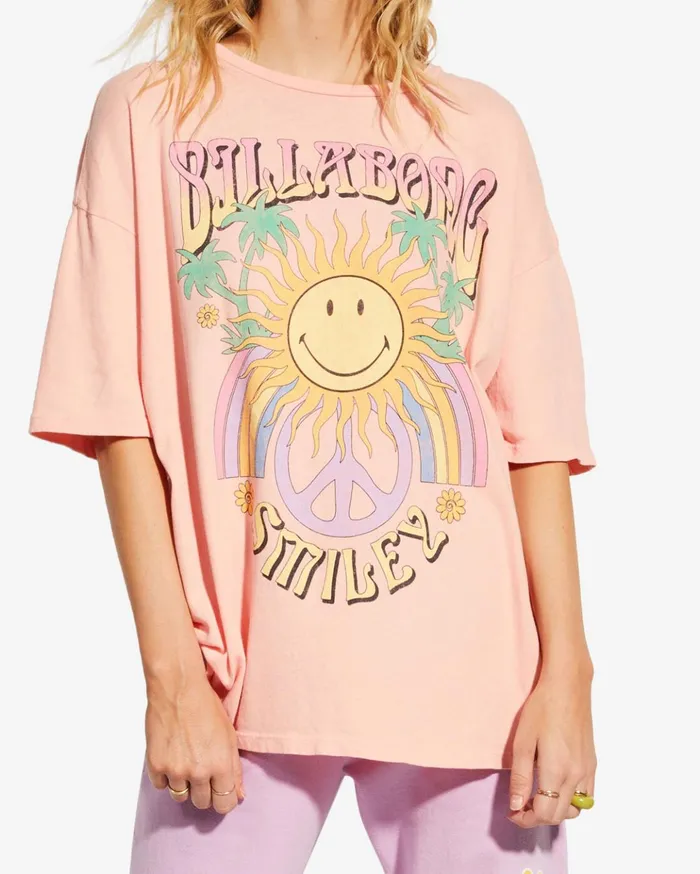 Billabong Billabong X Smiley True Boy Oversized TShirt Peach Kiss Women Tops Billabong Billabong X Smiley True Boy Oversized TShirt Peach Kiss Women Tops
