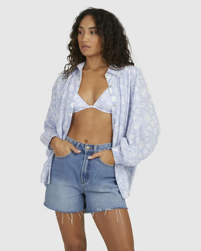 Billabong Blue Bell Long Sleeve Shirt Blue Women Tops Billabong Blue Bell Long Sleeve Shirt Blue Women Tops