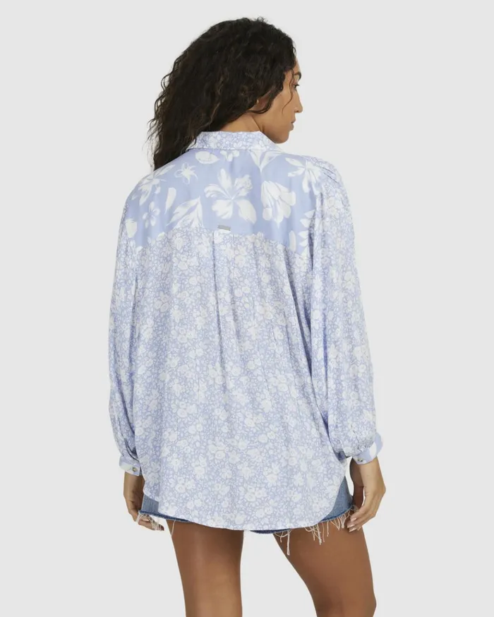 Billabong Blue Bell Long Sleeve Shirt Blue Women Tops Billabong Blue Bell Long Sleeve Shirt Blue Women Tops