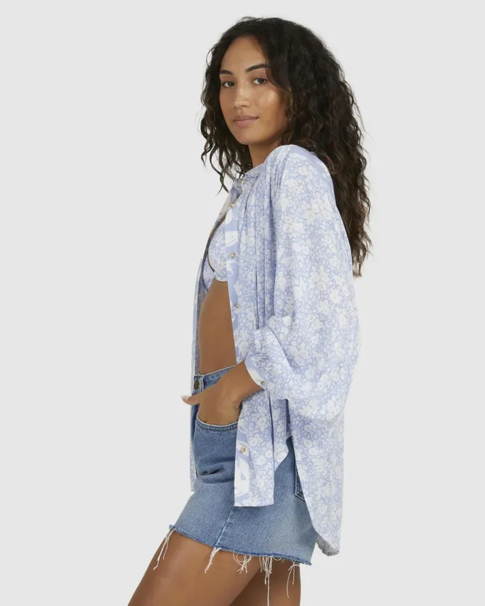 Billabong Blue Bell Long Sleeve Shirt Blue Women Tops Billabong Blue Bell Long Sleeve Shirt Blue Women Tops