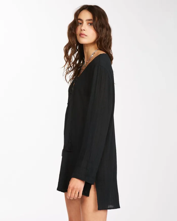 Billabong Blue Skies Mini Beach CoverUp Black Pebble Women Beach Cover Ups Billabong Blue Skies Mini Beach CoverUp Black Pebble Women Beach Cover Ups