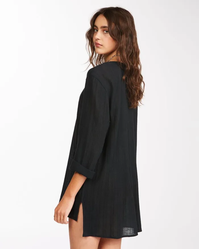 Billabong Blue Skies Mini Beach CoverUp Black Pebble Women Beach Cover Ups Billabong Blue Skies Mini Beach CoverUp Black Pebble Women Beach Cover Ups