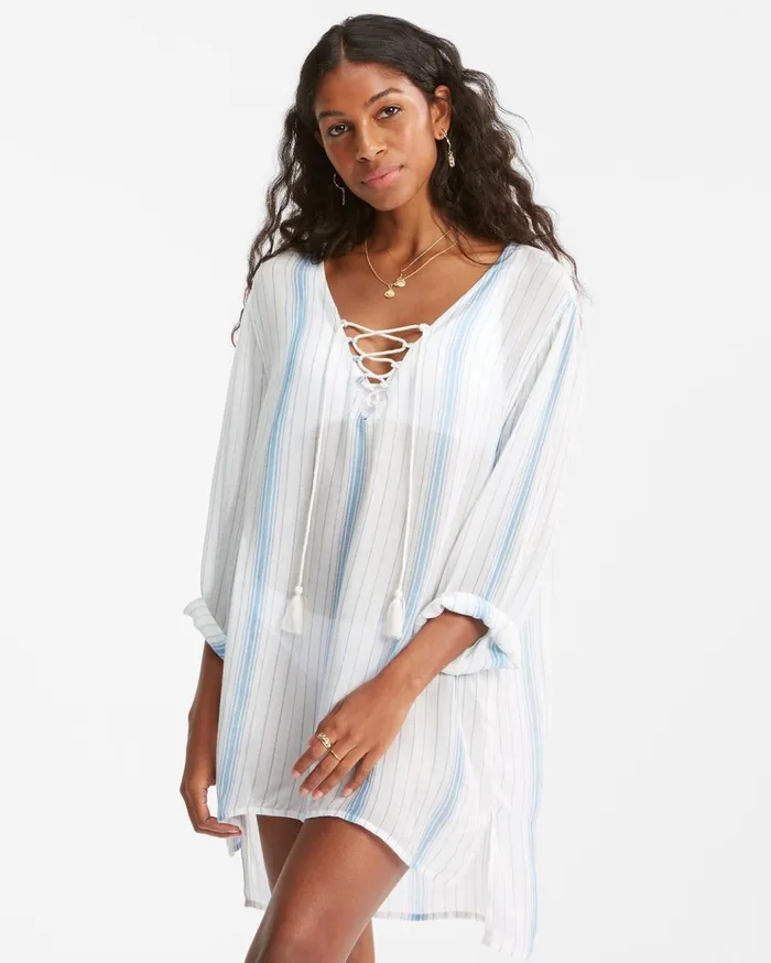 Billabong Blue Skies Mini Beach CoverUp Bliss Blue Women Dresses