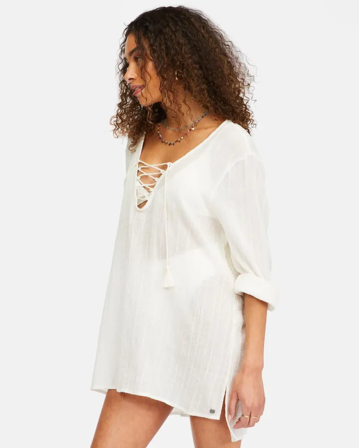 Billabong Blue Skies Mini Beach CoverUp Salt Crystal Women Dresses Billabong Blue Skies Mini Beach CoverUp Salt Crystal Women Dresses