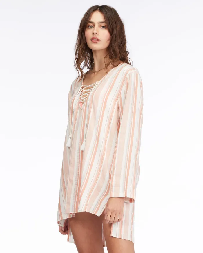 Billabong Blue Skies Mini Beach CoverUp Terracotta Women Dresses Billabong Blue Skies Mini Beach CoverUp Terracotta Women Dresses
