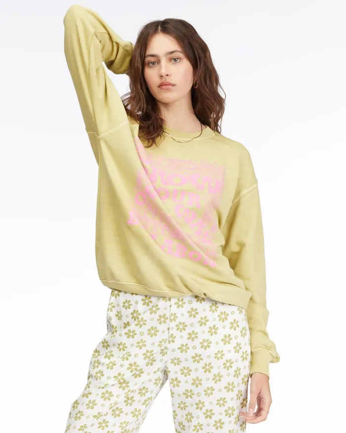 Billabong Chasing The Moon Crewneck Sweatshirt Kiwi Women Hoodies and Fleece Billabong Chasing The Moon Crewneck Sweatshirt Kiwi Women Hoodies and Fleece