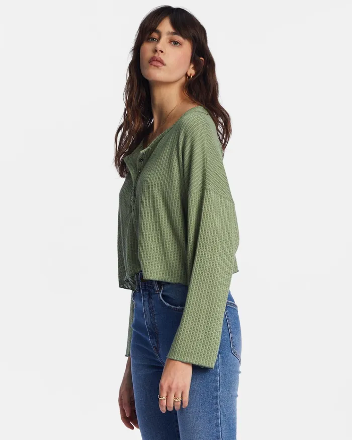 Billabong Come Again Cozy Lounge Top Luv Army Women Tops Billabong Come Again Cozy Lounge Top Luv Army Women Tops