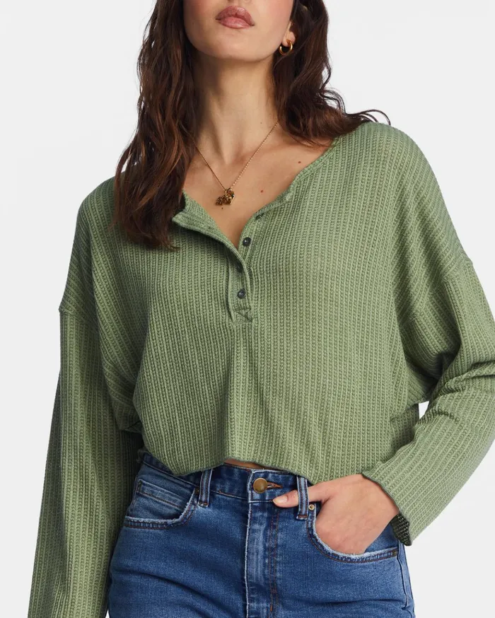 Billabong Come Again Cozy Lounge Top Luv Army Women Tops Billabong Come Again Cozy Lounge Top Luv Army Women Tops