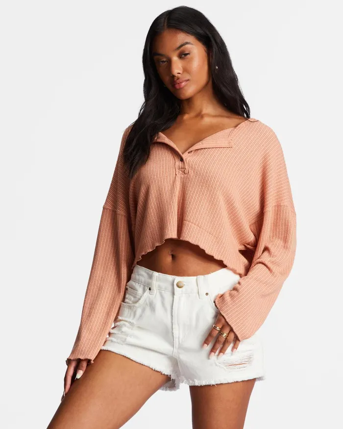 Billabong Come Again Cozy Lounge Top Washed Brick Women Tops Billabong Come Again Cozy Lounge Top Washed Brick Women Tops