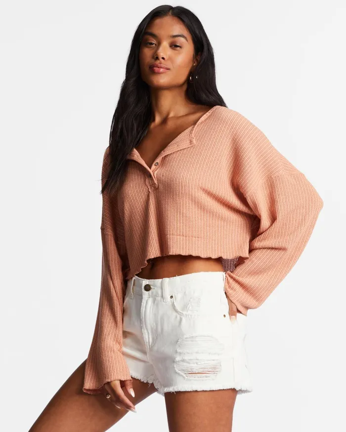 Billabong Come Again Cozy Lounge Top Washed Brick Women Tops Billabong Come Again Cozy Lounge Top Washed Brick Women Tops