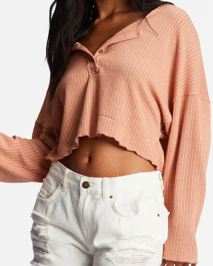 Billabong Come Again Cozy Lounge Top Washed Brick Women Tops Billabong Come Again Cozy Lounge Top Washed Brick Women Tops