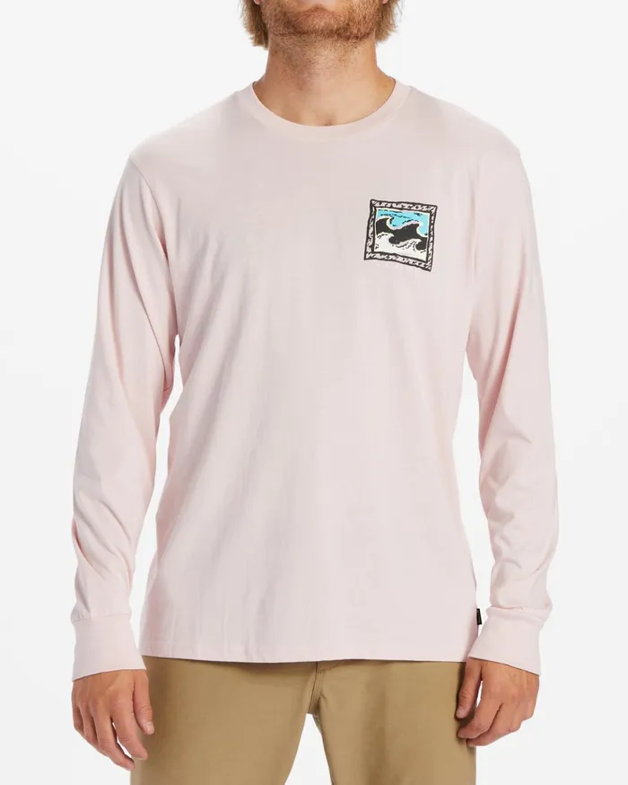 Billabong Crayon Wave Long Sleeve TShirt Pink Haze Men TShirts