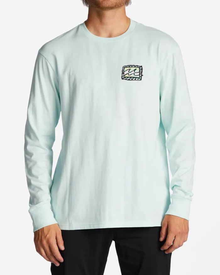 Billabong Crayon Wave Long Sleeve TShirt Seaglass Men TShirts