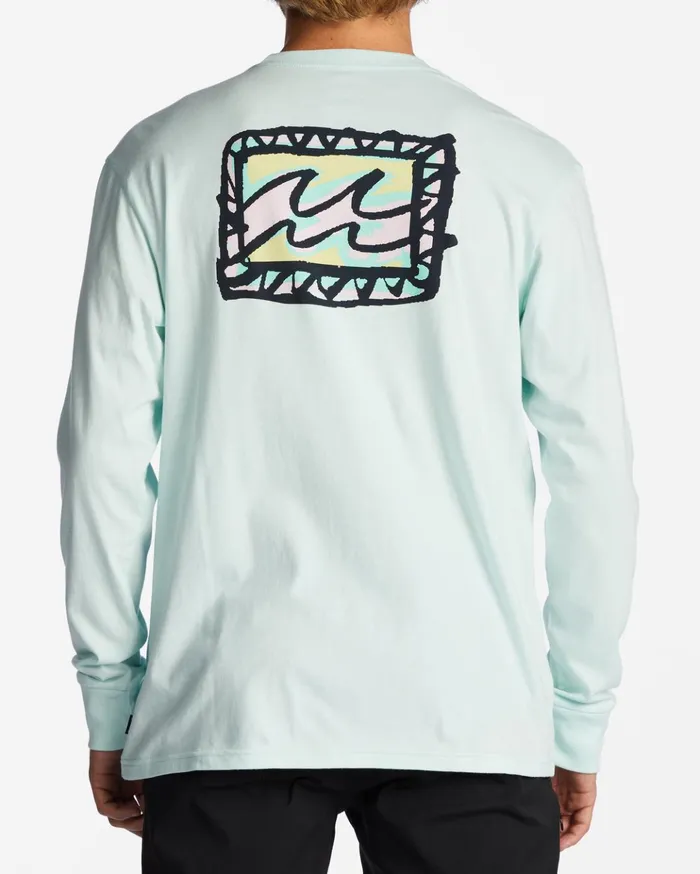 Billabong Crayon Wave Long Sleeve TShirt Seaglass Men TShirts Billabong Crayon Wave Long Sleeve TShirt Seaglass Men TShirts