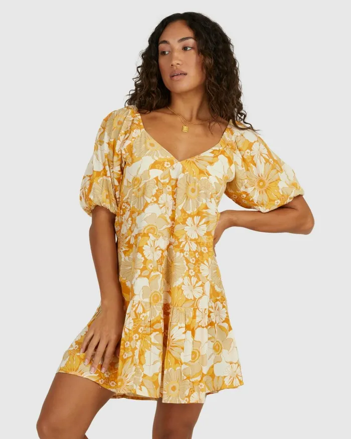 Billabong Dalilah Full Moon Mini Dress Rust Women Dresses