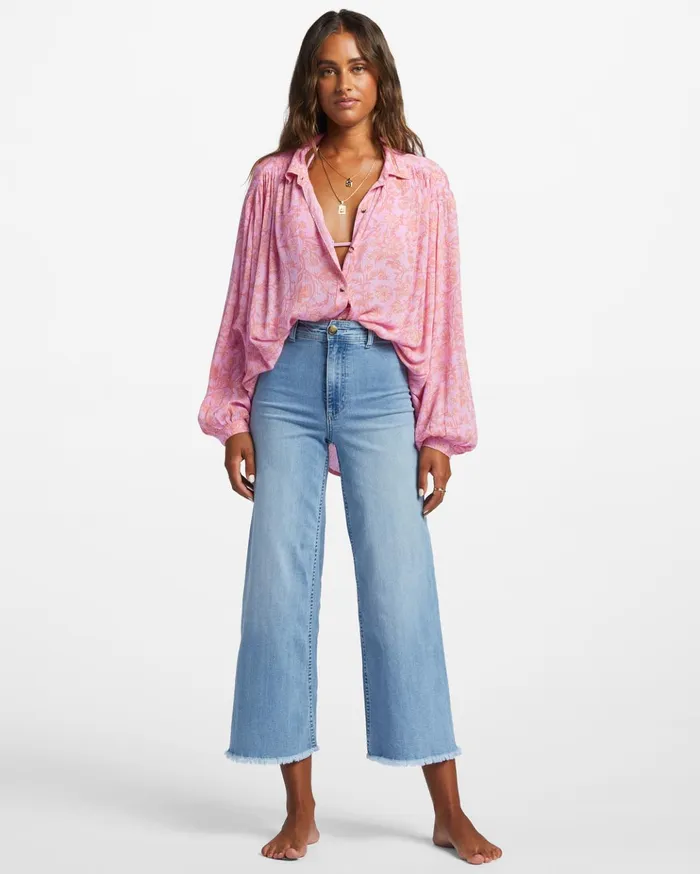 Billabong Day After Day Long Sleeve Shirt Pink Trails Women Tops Billabong Day After Day Long Sleeve Shirt Pink Trails Women Tops